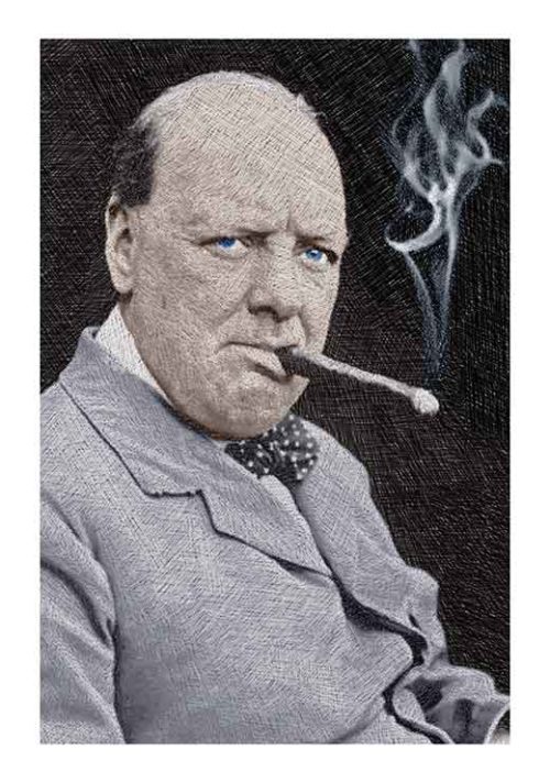 Winston Churchill With Homburg Bow Tie Cigar - Tony Rubino Winston Churchill With Homburg Bow Tie Cigar - Tony Rubino