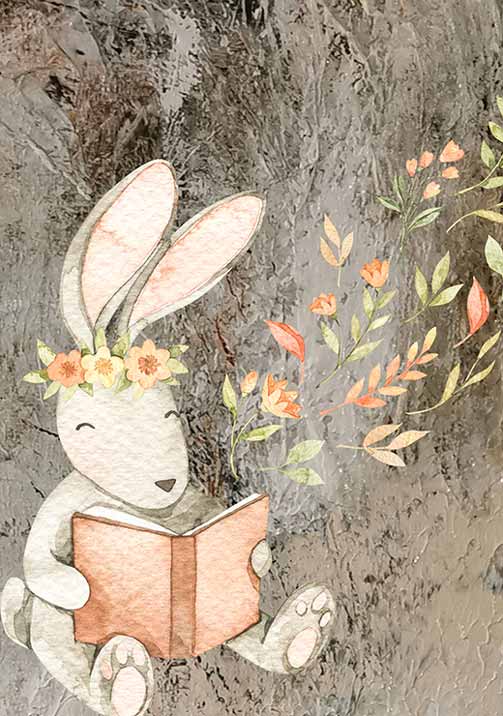 Reading Rabbit - Art By Mariann Reading Rabbit - Art By Mariann