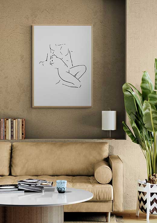 Lovers Line Drawing No. 1 - Nouveau Prints Lovers Line Drawing No. 1 - Nouveau Prints