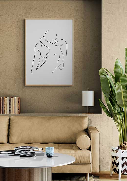 Lovers Line Drawing No. 2 - Nouveau Prints Lovers Line Drawing No. 2 - Nouveau Prints
