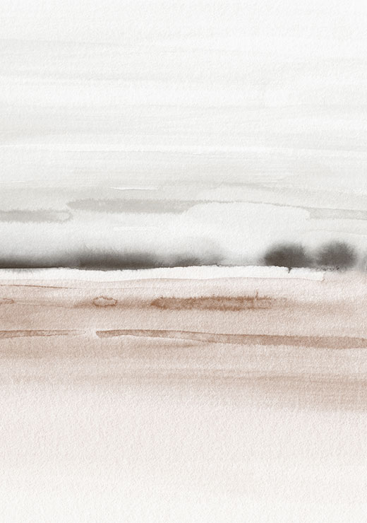 Watercolor Landscape No. 14 Brown and Gray 2/2 - Nouveau Prints Watercolor Landscape No. 14 Brown and Gray 2/2 - Nouveau Prints
