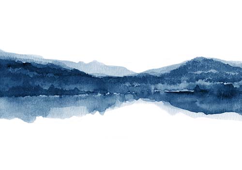 Watercolor Landscape No. 17 Navy Blue - Nouveau Prints Watercolor Landscape No. 17 Navy Blue - Nouveau Prints