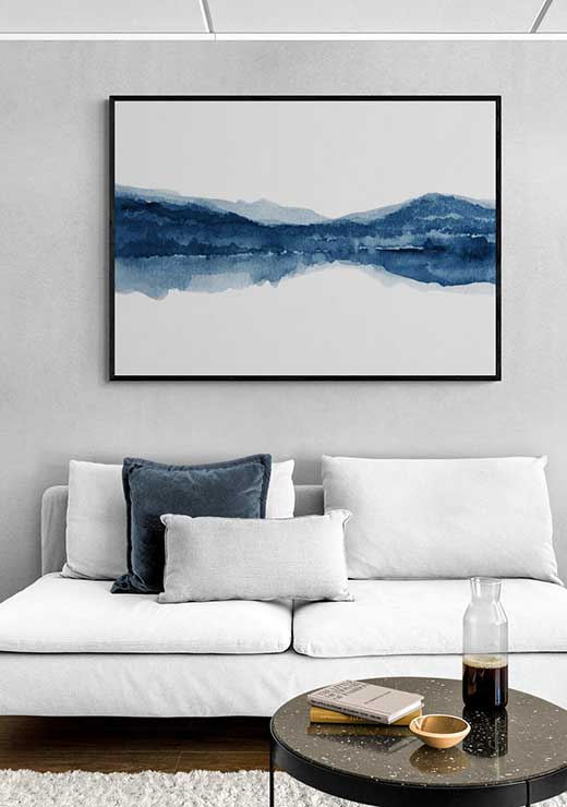 Watercolor Landscape No. 17 Navy Blue - Nouveau Prints Watercolor Landscape No. 17 Navy Blue - Nouveau Prints