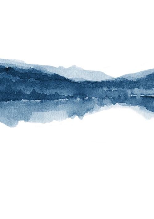 Watercolor Landscape No. 18 Navy Blue 1/2 - Nouveau Prints Watercolor Landscape No. 18 Navy Blue 1/2 - Nouveau Prints