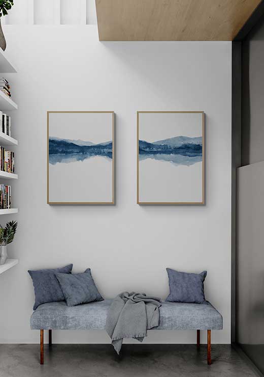 Watercolor Landscape No. 18 Navy Blue 2/2 - Nouveau Prints Watercolor Landscape No. 18 Navy Blue 2/2 - Nouveau Prints