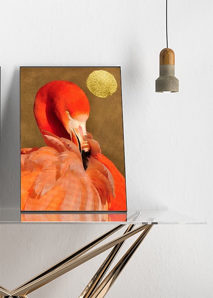 Flamingo With Golden Sun - Kubistika Flamingo With Golden Sun - Kubistika