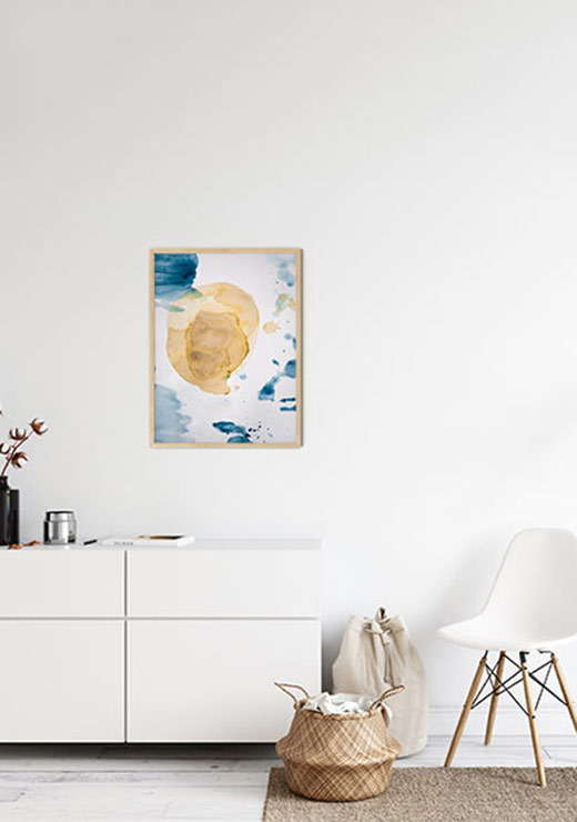 Aquarelle Mustard Yellow Meets Sea Blue - Studio Nahili Aquarelle Mustard Yellow Meets Sea Blue - Studio Nahili