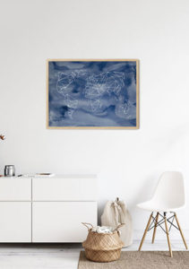 Geometrical WORLD - Indigo aquarelle - Studio Nahili